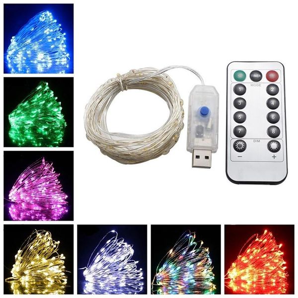 

strings usb powered 5m 10m 20m led silver copper wire string lights 8 mode remote control dimmable decor christmas fairy garlands light