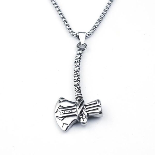 

viking men pendant necklace nordic mythology silver color design rune hatchet bottle opener choker charms necklaces