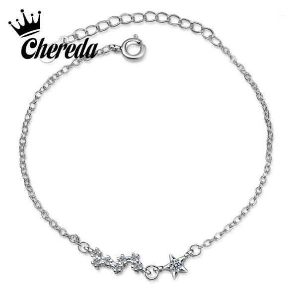 Chereda 925 Silber Charm Stern Kristall Armband Armreif Einstellbar Weiblichen Kette Armreif Für Frauen Mädchen Valentinstag Geschenk