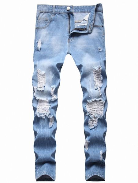 

men ripped skinny jeans 07sk#, Blue