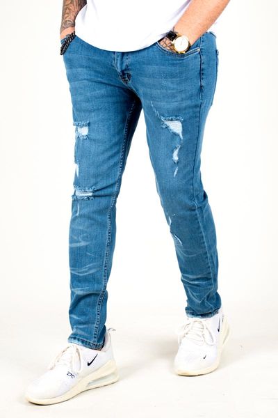 

men's jeans deepsea male ground slits tight bell-bottomed pants 2100105, Blue