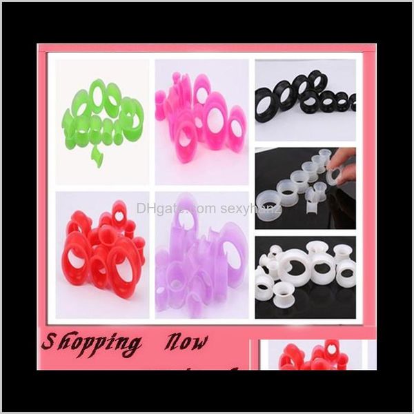 

plugs & tunnels drop delivery 2021 mix 4-16mm 7 colors 100pcs body jewelry sile double flare flesh tunnel gauges ear plug w5qgj, Silver