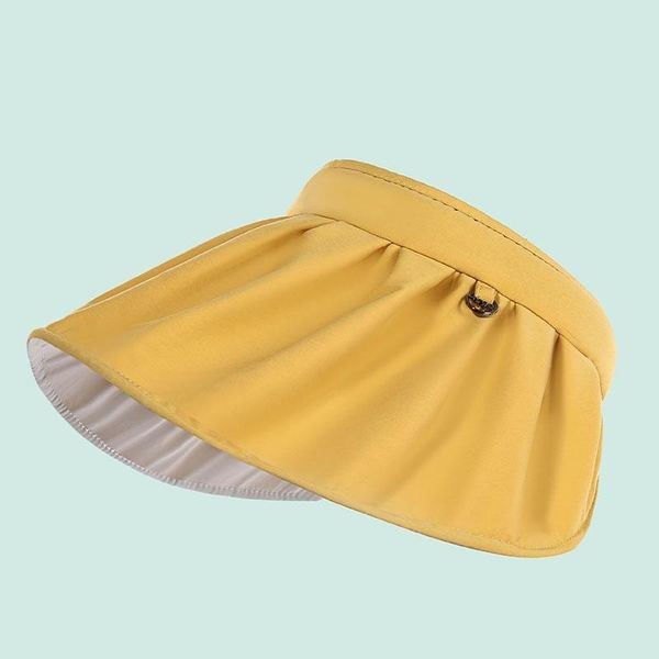 

wide brim hats summer solid color candy hairband empty cap outdoor sports leisure uv protection women's sunshade shell hat, Blue;gray