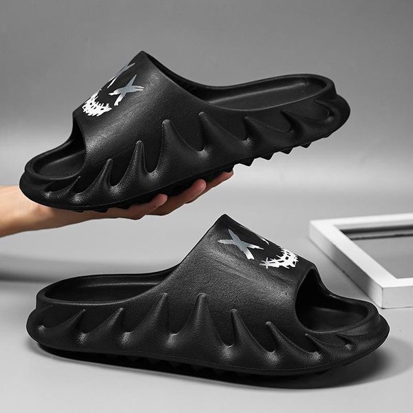 

slippers women men home sandals bathroom non-slip soft eva thick-soled flip flops zapatillas mujer, Black