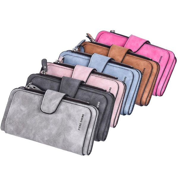 

wallets women's frosted europe united states card buckle big multi-functional long multi-card positions, Red;black