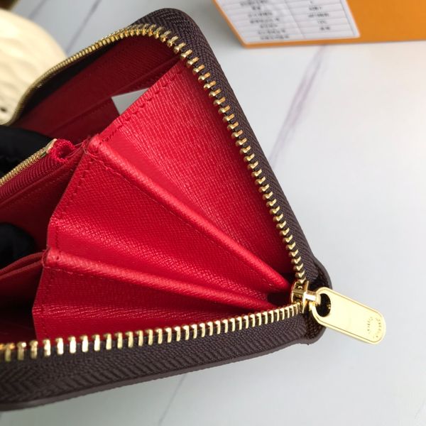 

wholesale fashion woman long wallet lady multicolor designer card holder women brown classic zipper pocket clutch with box have code, Red;black