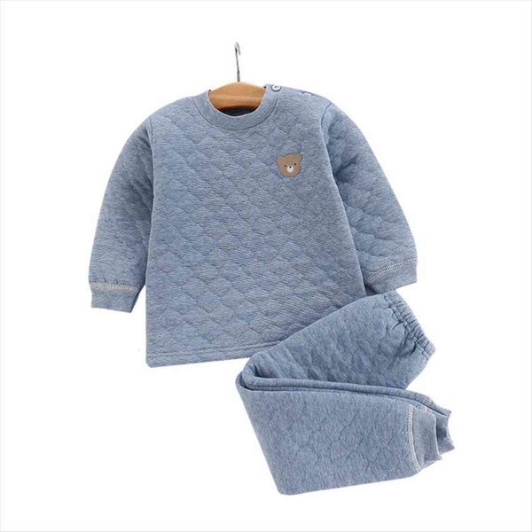 

kids thermal underwear for children winter thicken warm cotton clothes girls boys set toddler baby boy girl nightwear costume, White