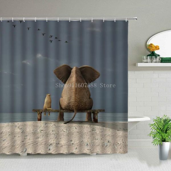 

shower curtains 3d printed elephant curtain cartoon bathroom bathtub decor gift waterproof creative personality
