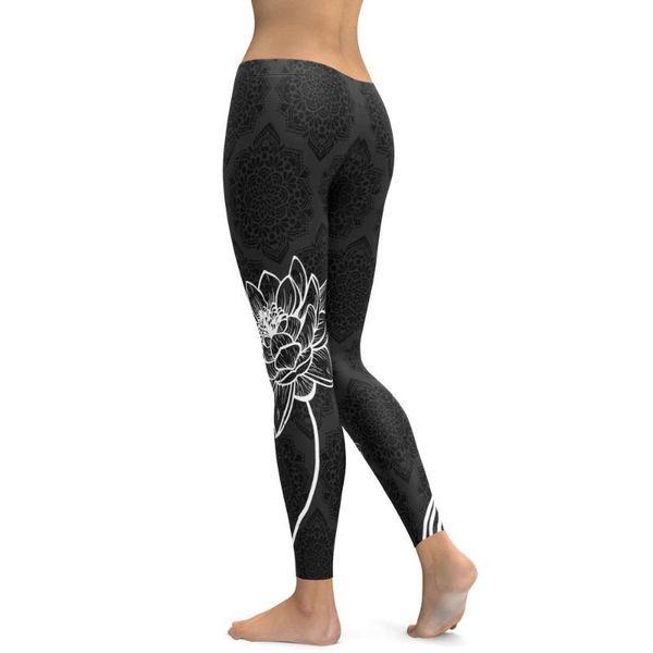 

women's leggings women print workout for running high waist sport legging stretch fitness pants sportswear 2021, Black