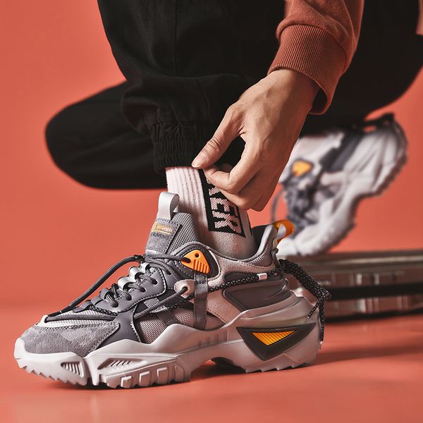 

2021new casual shoes mens comfortable leather thick-soled mens sports shoes designer running shoes trendy mesh largesize