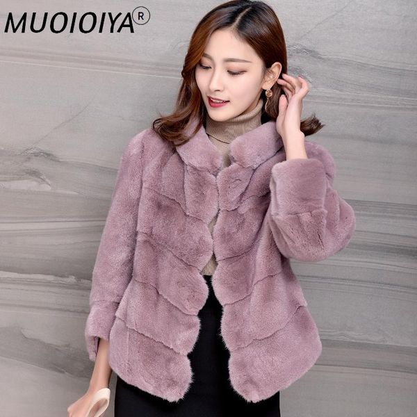 

women's fur & faux real mink coat female luxury natural full pelt jacket 2021 winter women korean outwear casaco feminino my, Black
