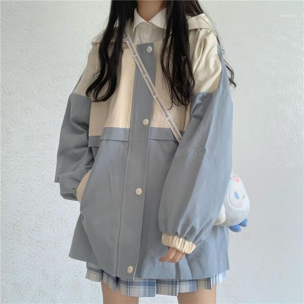 

korean fashion student overalls jacket vintage female spring autumn women hooded loose casual jackets girls coats outwears1, Black;brown