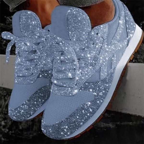 2021 Sneakers da donna firmate Scarpe piatte Sneaker con lacci Scarpe da ginnastica basse in pelle con paillettes Scarpe casual da esterno Alta qualità 35-43 W4