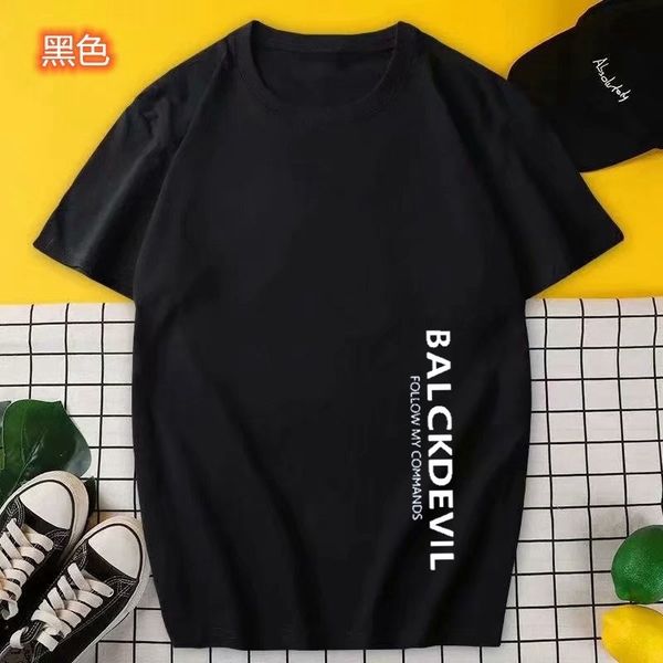 

2021 summer letter printed cotton short sleeved t-shirt fashion brand street loose men's bottom shirt, White;black