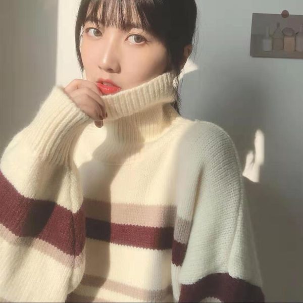 

oversize 2020 new vintage sweaters high winter turtlenecks clothes for women long, White;black