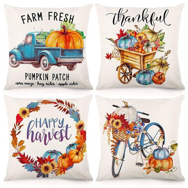 

pillow case fall covers 18x18 set of 4 decor thanksgiving farmhouse autumn throw pillowcase cushion for home