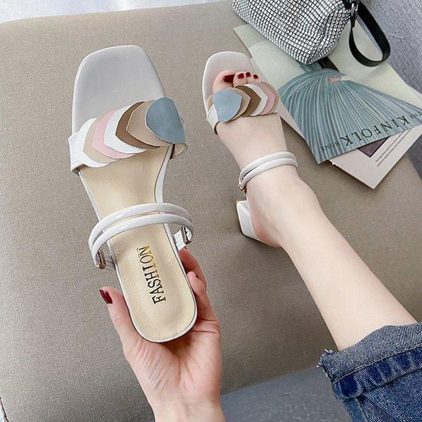 

sandals women's 2021 summer style square heel high-heeled slippers outdoor open toe comfortable casual women, Black