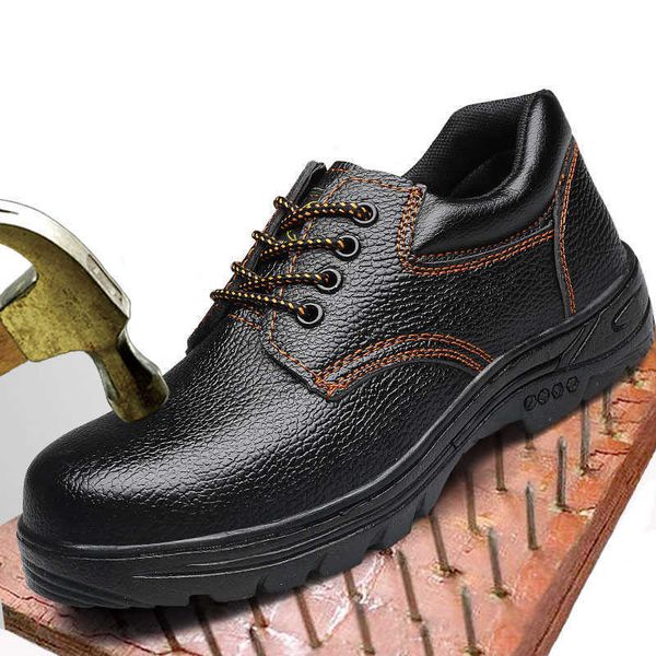 

safety shoes men steel toe cap anti-smashing piercing men work shoes wear-resistant anti-slip shoes men, Black