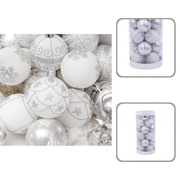 

christmas decorations reusable 24pcs useful snowflake pattern tree baubles pvc xmas balls multi-style for school