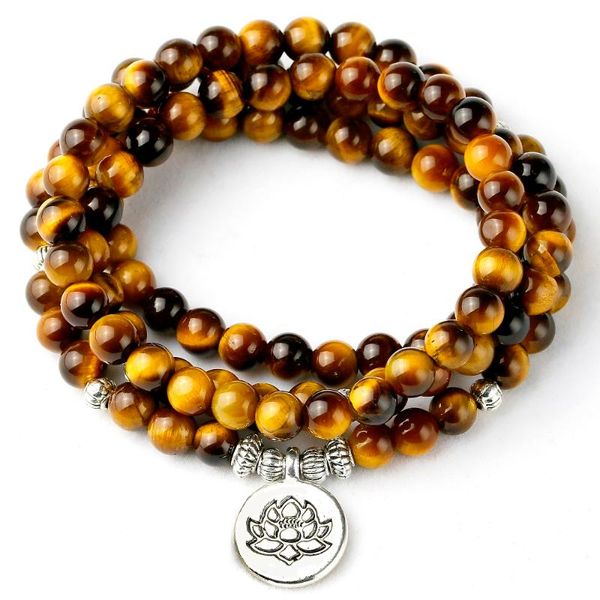 

beaded, strands 8mm natural a grade tiger eye stone 108 mala beads bracelet or necklace energy yoga mediation for female men male jewelry, Black