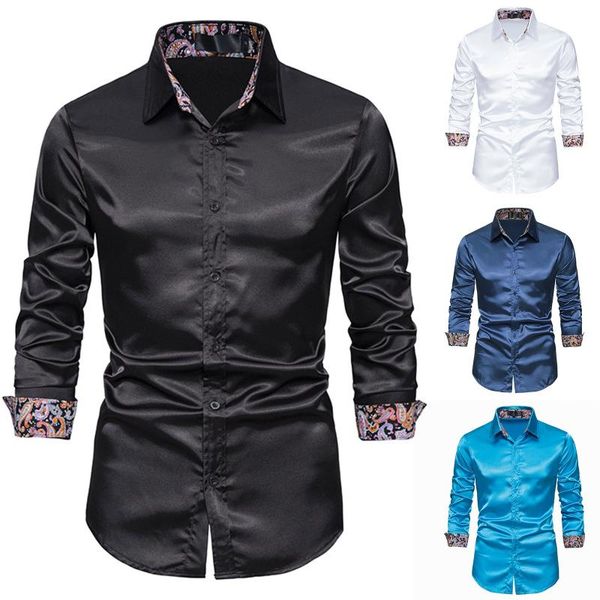 

men's casual shirts lapel long-sleeved shirt solid retro winter color and autumn men, White;black
