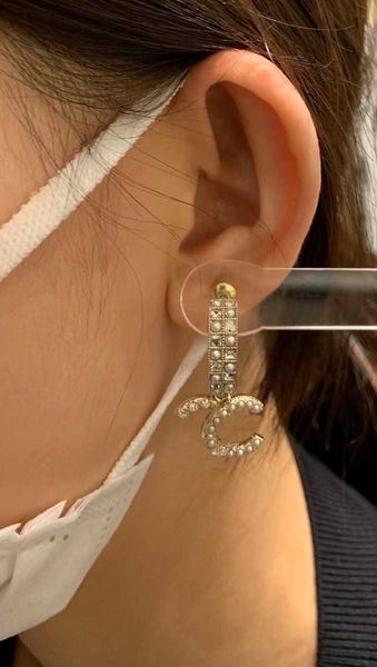 

2021 drop earring with diamond and nature shell beads for women wedding jewelry gift have box stamp ps4822, Silver
