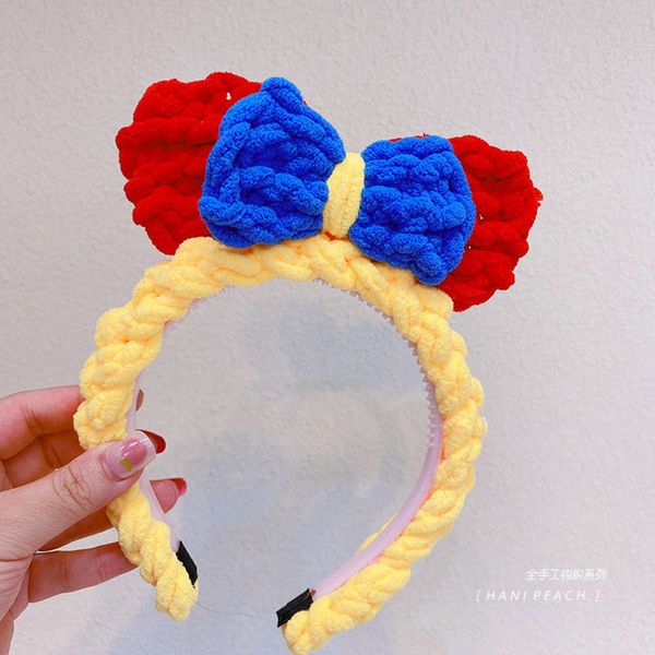 

cute playful princess hoop crocheted wool hairpin knitting sweet headdress, Black;brown