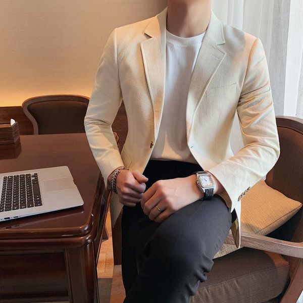

men's suits & blazers british style blazer hombre business formal dress male suit men stylish para slim jacket, White;black