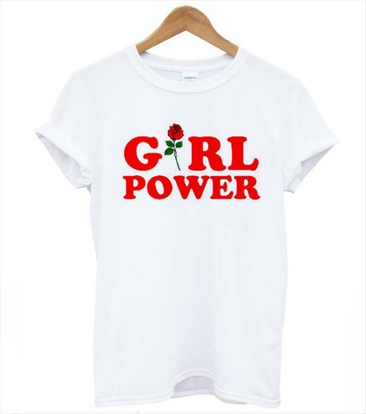 

girl power rose red women t shirt print modal casual loose funny for lady hipster tumblr drop ship sh, White
