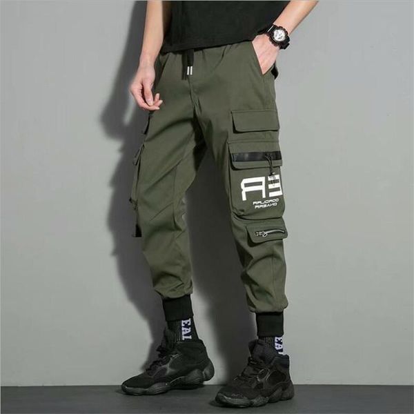 

men's fashion baggy hip hop joggers with pockets loose fit harem sweatpants cargo trousers elastic waist size s-3xl pants, Black