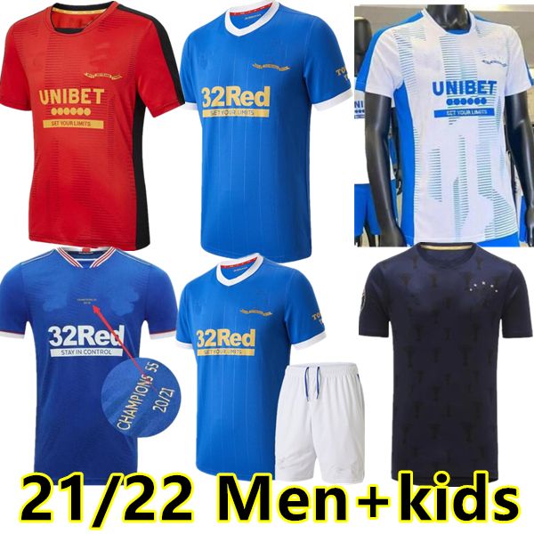 

21 22 glasgow rangers fc 150th anniversary soccer jersey football shirts home away third defoe morelos kent champions 55 kit thailand unifor, Black;yellow
