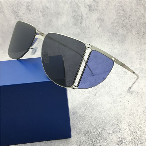

fashion designer mykita sunglasses hl002 pilot shape ultra light frame glasses lens hemming design vintage trend style uv400 come with box, White;black