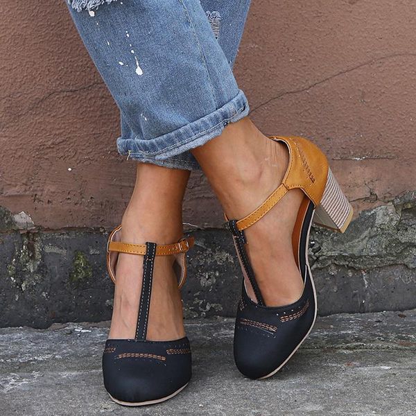

adisputent summer women sandals fashion thick heel suede wild high-heeled casual breathable 2021 vintage, Black
