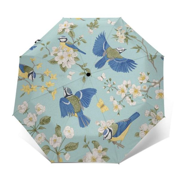 

umbrellas wind resistant folding automatic umbrella women auto blooming trees birds chinoiserie windproof rain for men parasol