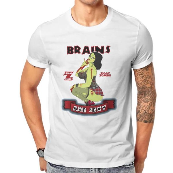 

men's t-shirts brains are men tshirt pin up girl model art o neck 100% cotton t shirt humor birthday gifts, White;black