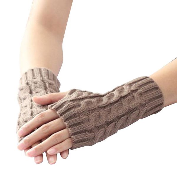 

cycling gloves fingerless knit mittens warm wrist half finger arm hand warmer winter ys-buy, Black