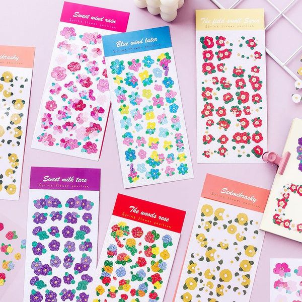 

card holders cute rose flower laser stickers decoration scrapbooking po diary diy planner journal shiny kawaii sticker stationery, Brown;gray