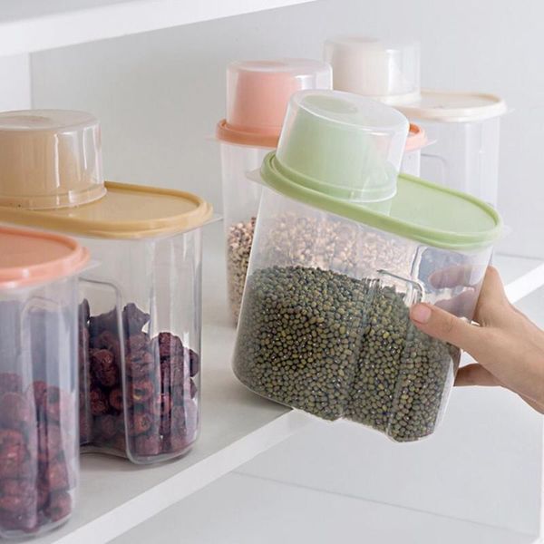 

storage bottles & jars 4pcs 1.9/2.5l bucket with lid to keep fresh kitchen airtight dry large food cereal flour box seal pot jar