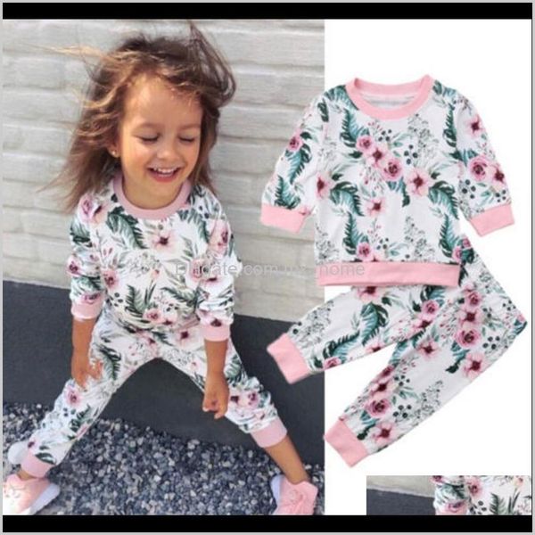 

baby baby kids maternity drop delivery 2021 clothing sets long sleeve clothes girls floral printed pants playsuit 03t e0z8y, White