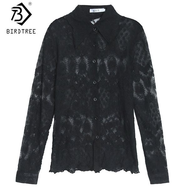 

spring autumn european style women long sleeve embroidery lace shirt office casual button blouses t0d417n 210419, White
