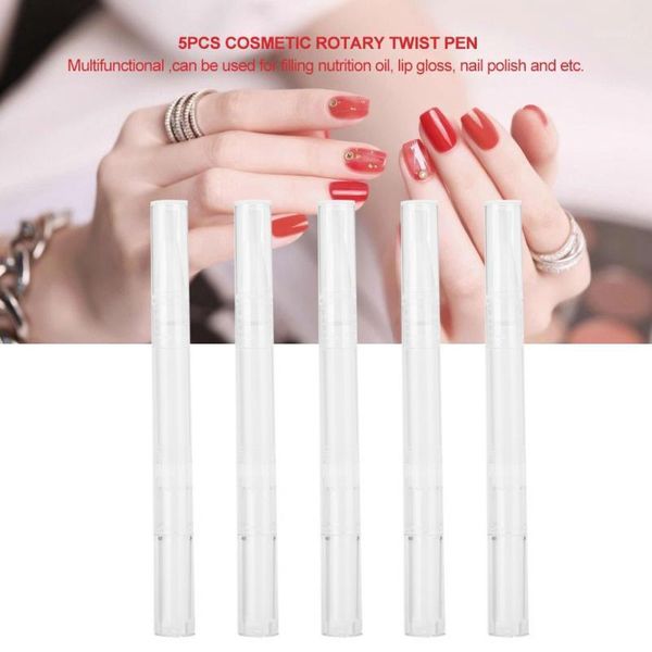 

5pcs cosmetic twist pen brush nail polish lip gloss makeup accessories ac1, Silver