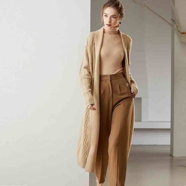 

women's jackets in autumn and winter, long thick yak cashmere jacket in the european-american of large cardigan, Black;brown