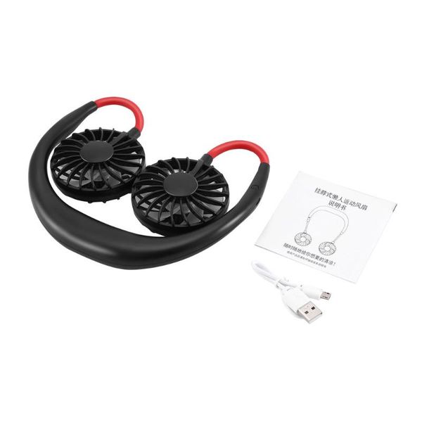 

electric fans 1pcs portable hand neckband with usb rechargeable 1200ma battery operated dual wind head 3 speed adjustable fan