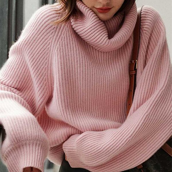 

autumn winter oversize thick sweater pullover loose cashmere turtleneck big size sweater pullover for women female 211215, White;black