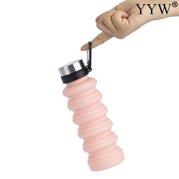 

water bottle 550ml outdoor sport portable adjustable silicone folding sports drink kettle coffee travel drinking cups