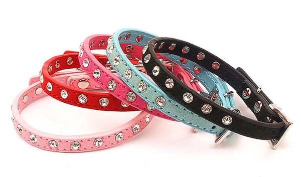 

cat collars & leads agn cats rhinestone cow hair leather pet collar soft dog supplies small puppy