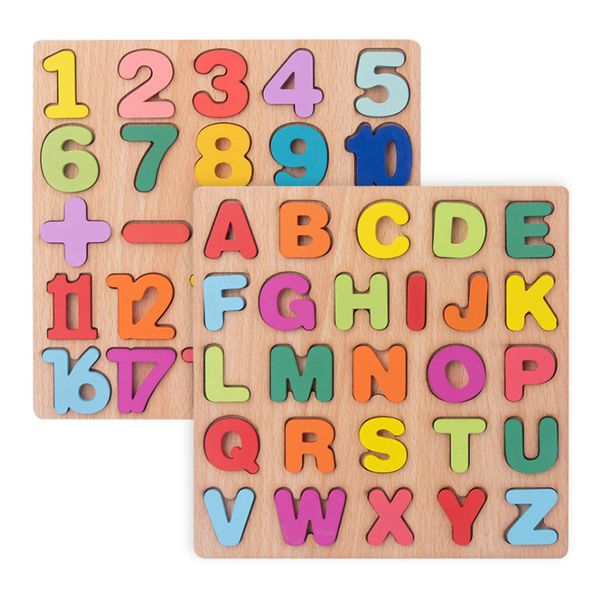 Neue Holz 3D Puzzle Blöcke Spielzeug Kinder Englisch Alphabet Anzahl Kognitiven Passenden Bord Baby Frühen Bildungs Lernen Spielzeug für Kinder w1