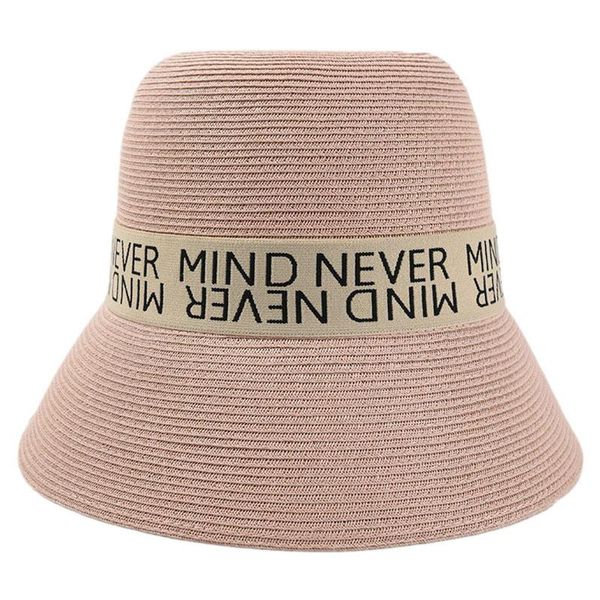 

wide brim hats western fashion beach accessories girls woman black pink straw hat uv protection bucket letters vacation summer items, Blue;gray
