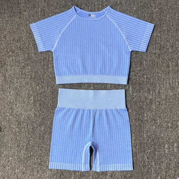 

yoga outfit 2pcs set for women gym suit short sleeve fitness wear workout clothing seamless leggings sportswear tracksuit