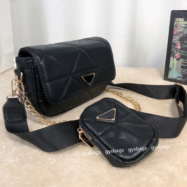 

2-pc women shoulder chain bags designer crossbody messenger bag triangle fashion small totes purses flaps lady casual cross body chains purs